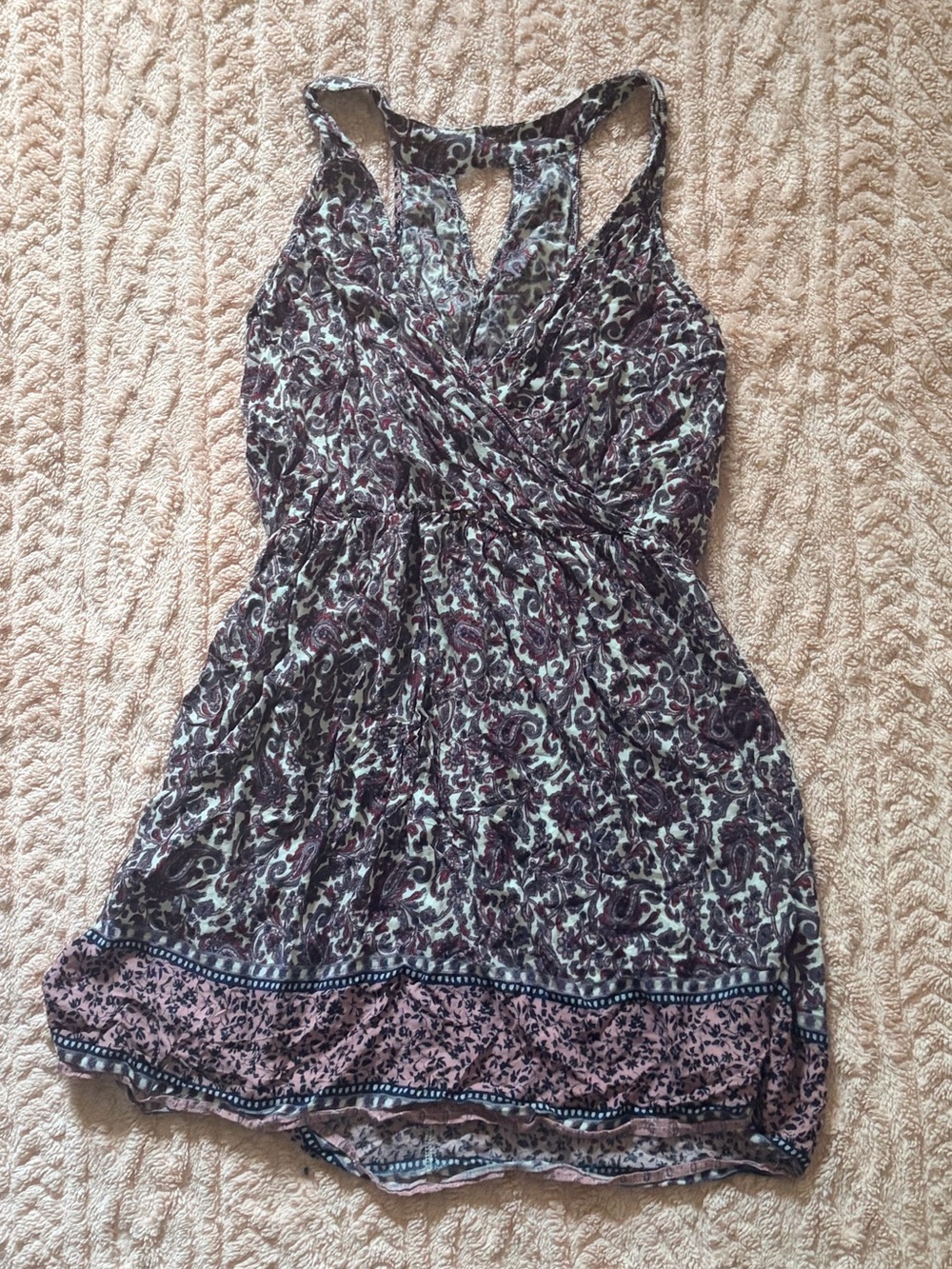 En Creme Floral and Paisley Print Racerback Dress